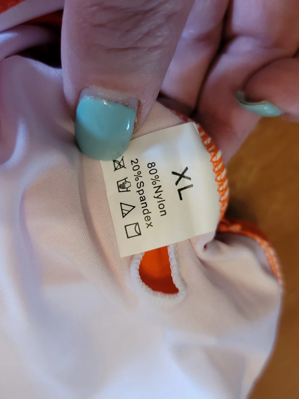 Womens Orange & White Grid High Waist Two-Piece Swim Set Size XL